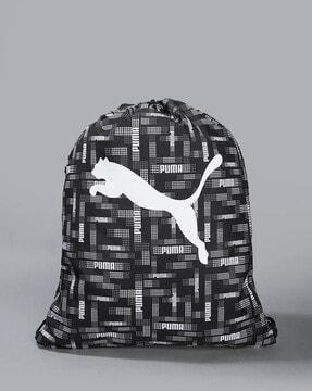 men logo print drawstring bag
