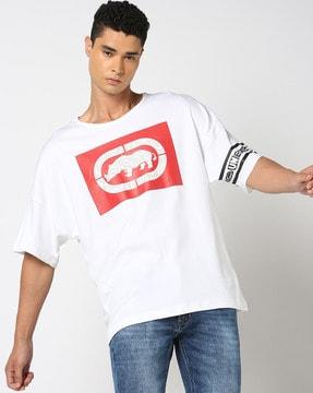 men logo print oversized fit round-neck t-shirt