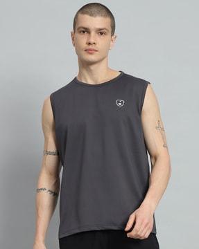 men logo print oversized fit round-neck t-shirt