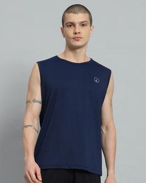 men logo print oversized fit round-neck t-shirt