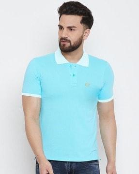 men logo print polo t-shirt with short sleeves