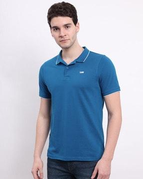 men logo print polo t-shirt