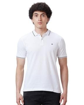 men logo print polo t-shirt