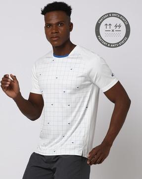 men logo print regular fit crew-neck badminton t-shirt