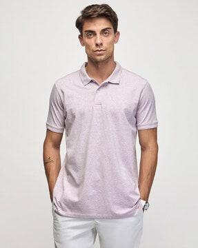 men logo print regular fit polo t-shirt with short sleeves