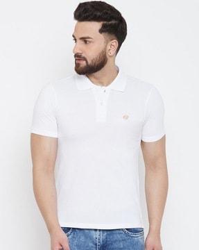 men logo print regular fit polo t-shirt