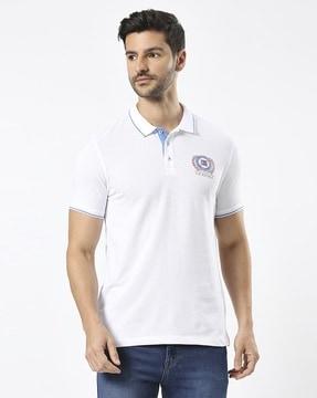 men logo print regular fit polo t-shirt