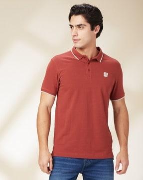 men logo print regular fit polo t-shirt