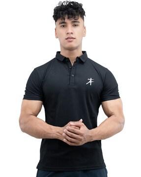 men logo print regular fit polo t-shirt