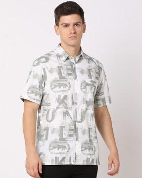 men logo print regular fit shirt