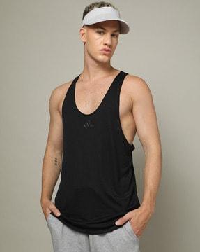 men logo print regular fit singlet