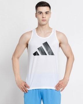 men logo print regular fit sleeveless crew-neck t-shirt