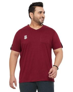 men logo print regular fit t-shirt with v-neck