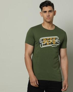 men logo print slim fit cotton t-shirt