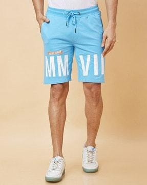 men logo print slim fit knit shorts