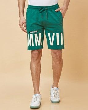 men logo print slim fit knit shorts