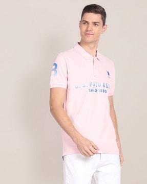 men logo print slim fit polo t-shirt