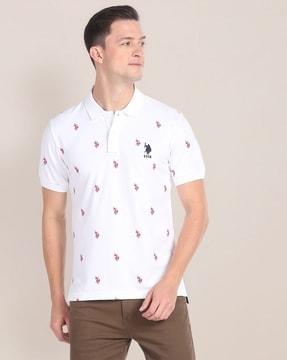 men logo print slim fit polo t-shirt