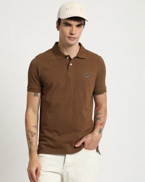 men logo print slim fit polo t-shirt