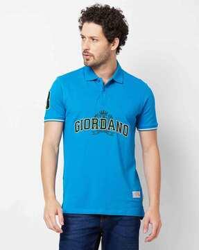 men logo print slim fit polo t-shirt