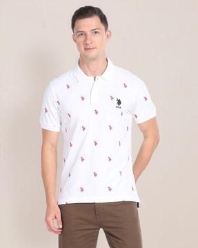 men logo print slim fit polo t-shirt