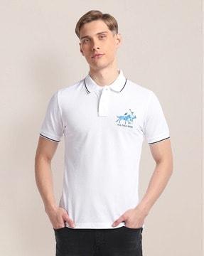 men logo print slim fit polo t-shirt