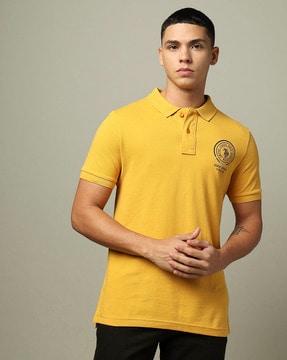 men logo print slim fit polo t-shirt