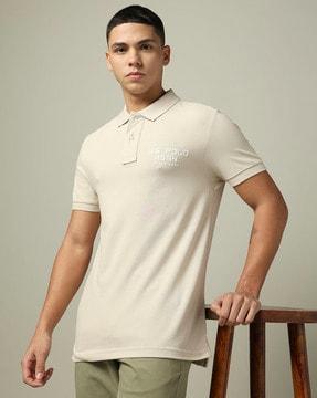 men logo print slim fit polo t-shirt