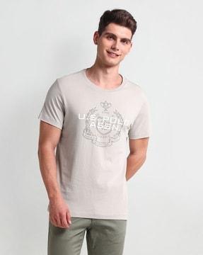 men logo print slim fit round-neck t-shirt