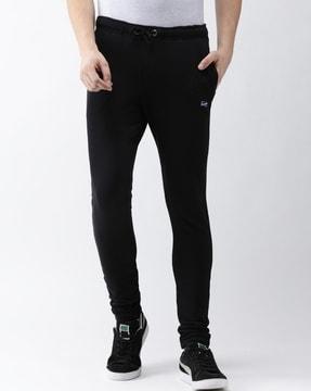 men logo print straight track pants with insert pockets