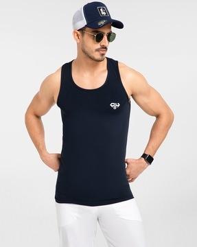 men logo print vest