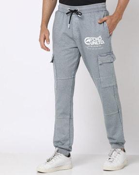 men logo print washed joggers