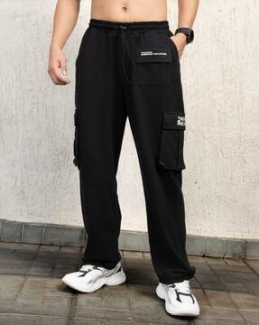 men loose fit cargo pants with drawstring waist