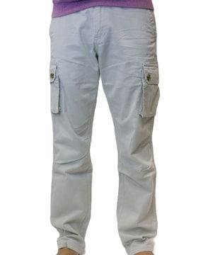 men loose fit cargo pants with elasticated drawstring waist