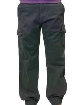 men loose fit cargo pants with elasticated drawstring waist
