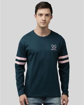 men loose fit crew-neck t-shirt with logo print