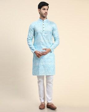 men loose fit embroidery long kurta