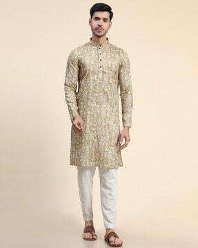 men loose fit embroidery long kurta