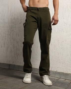 men loose fit flat-front trousers