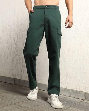 men loose fit flat-front trousers