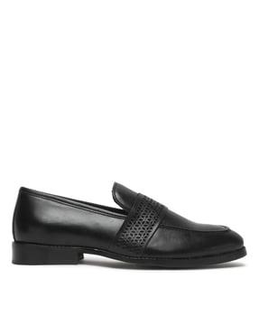 men low-top laser-cut slip-on moccasins