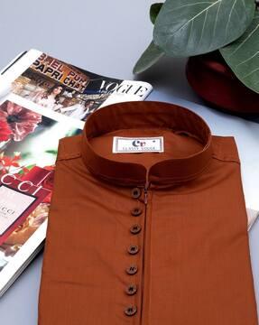 men mandarin-collar regular fit kurta