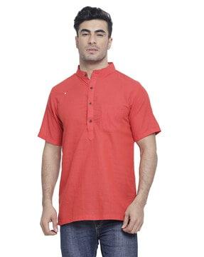 men mandarin-collar regular fit kurta