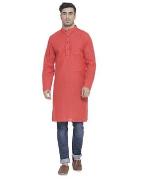 men mandarin-collar regular fit kurta