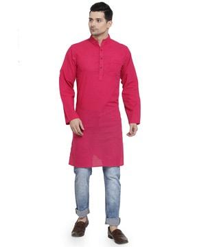 men mandarin-collar regular fit kurta