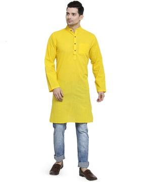 men mandarin-collar regular fit kurta