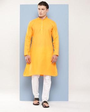 men mandarin-collar regular fit kurta