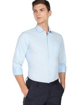 men manhattan slim fit dobby weave cotton formal shirt