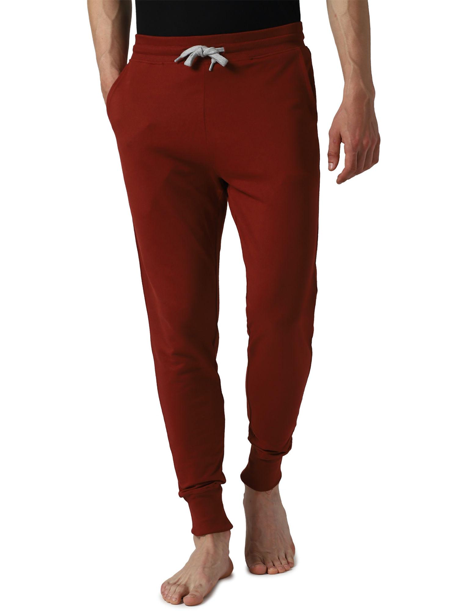 men maroon casual joggers