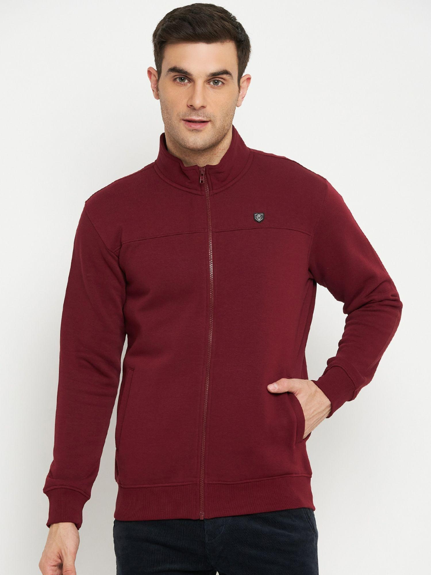 men maroon casual sweatshirt